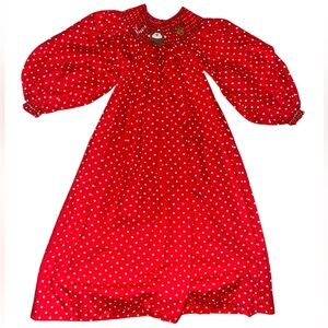 Mom & Me Polka Dot Smocked Embroidered Neck Holiday  Dress